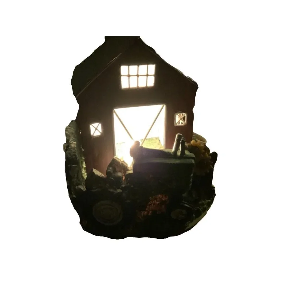 Barn House Building Tractor Nightlight Table atop Electric